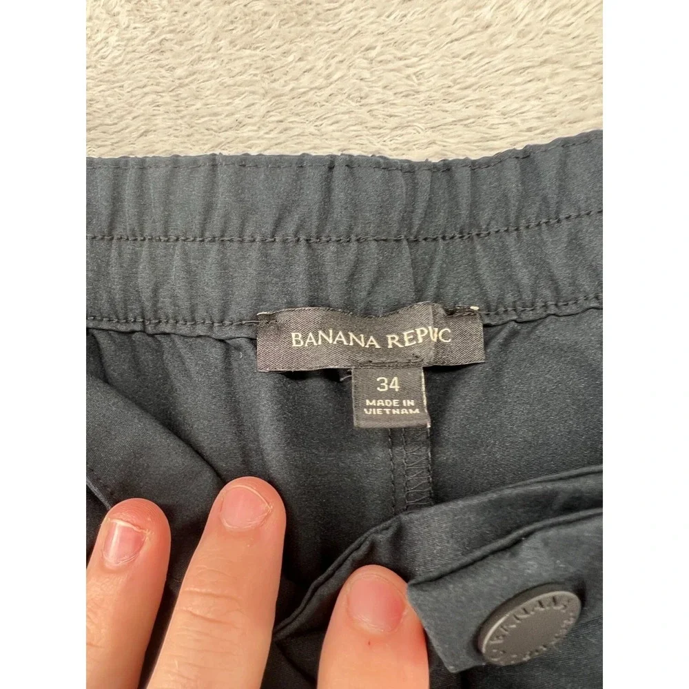 Banana Republic Pants Mens 34 Black Tech Jogger Elastic Waist Athletic Tapered